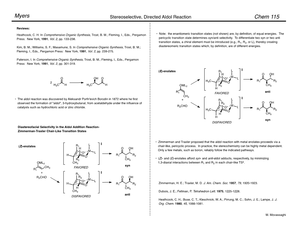 Aldol Reaction Chem 115