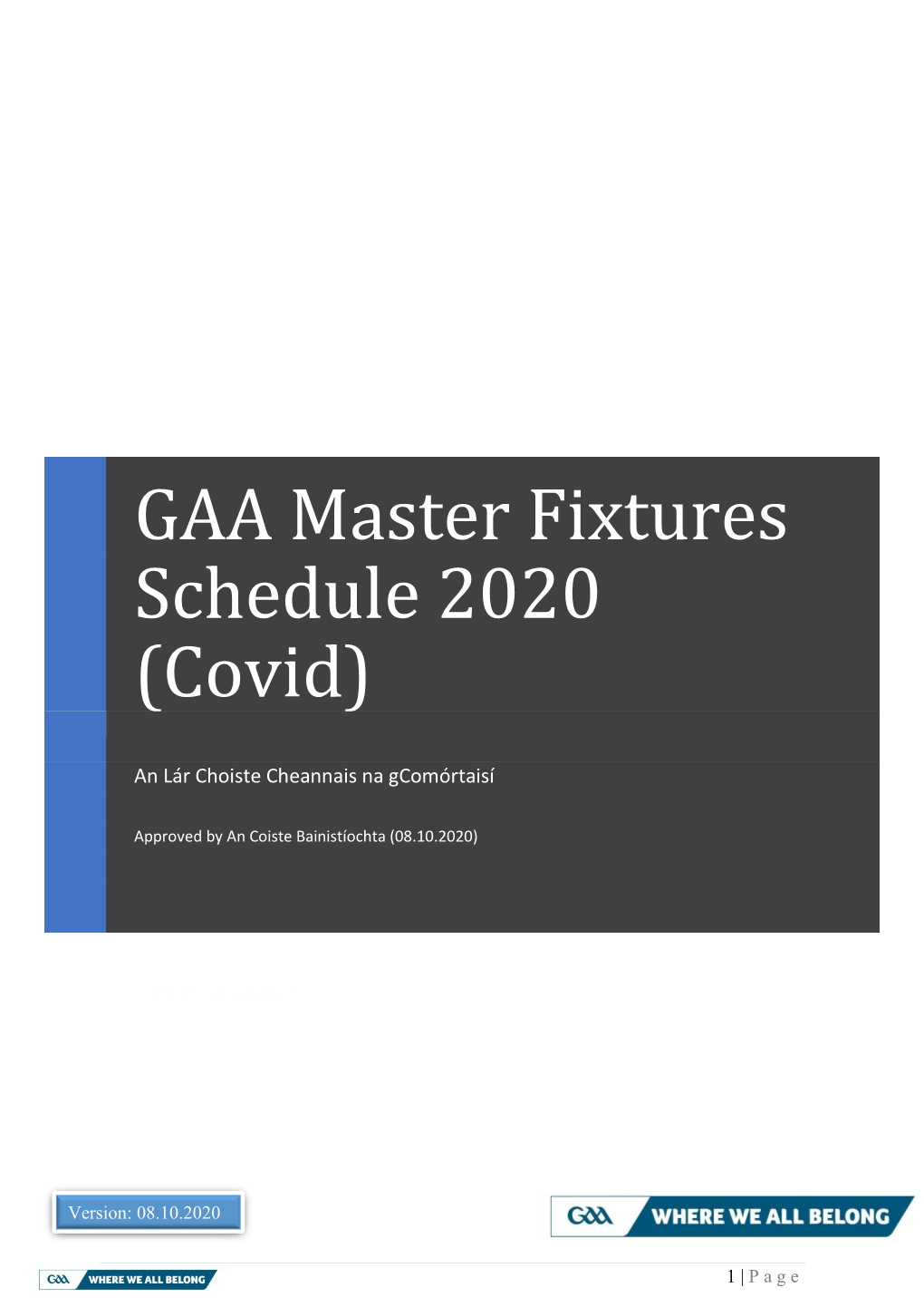 Master Fixtures Schedule 2020 (Covid)