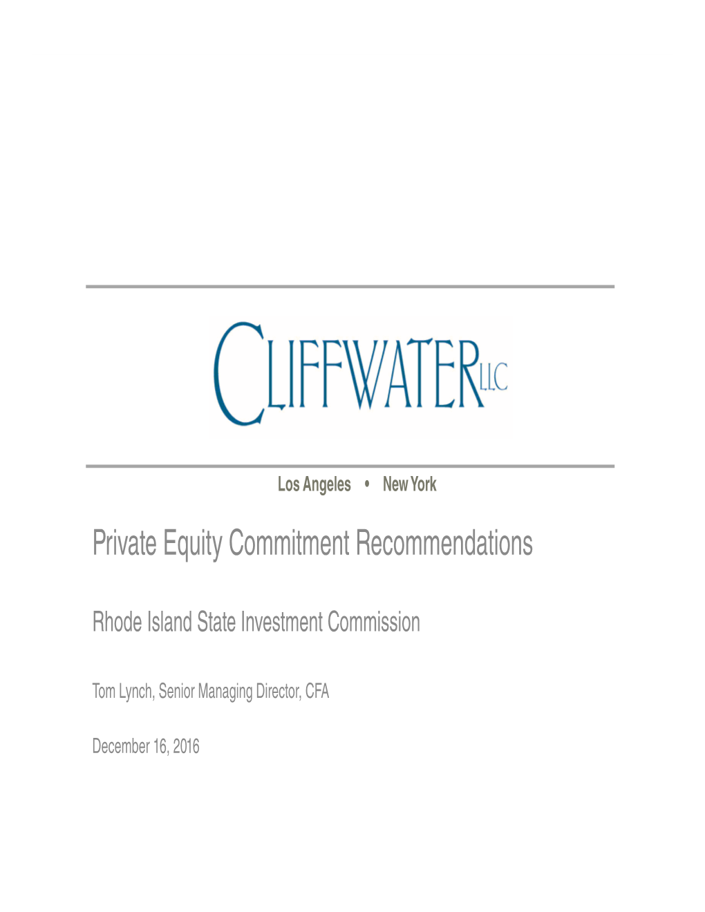 Private Equity Commitment Recommendations