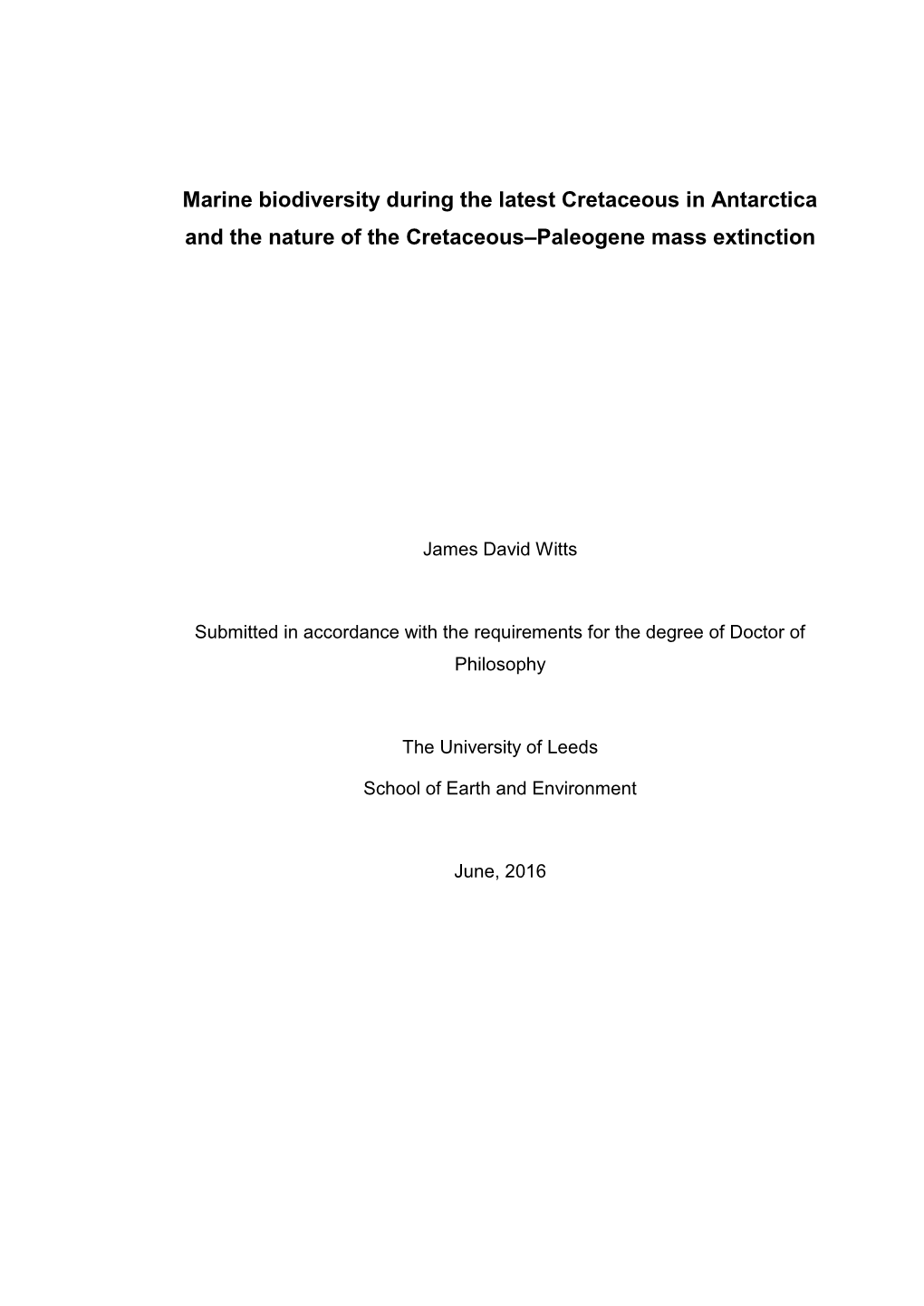 Marine Biodiversity During the Latest Cretaceous in Antarctica and the Nature of the Cretaceous–Paleogene Mass Extinction