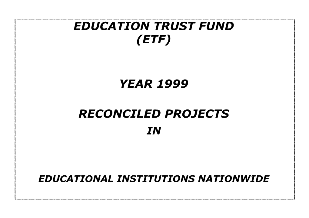 (Etf) Year 1999 Reconciled Projects