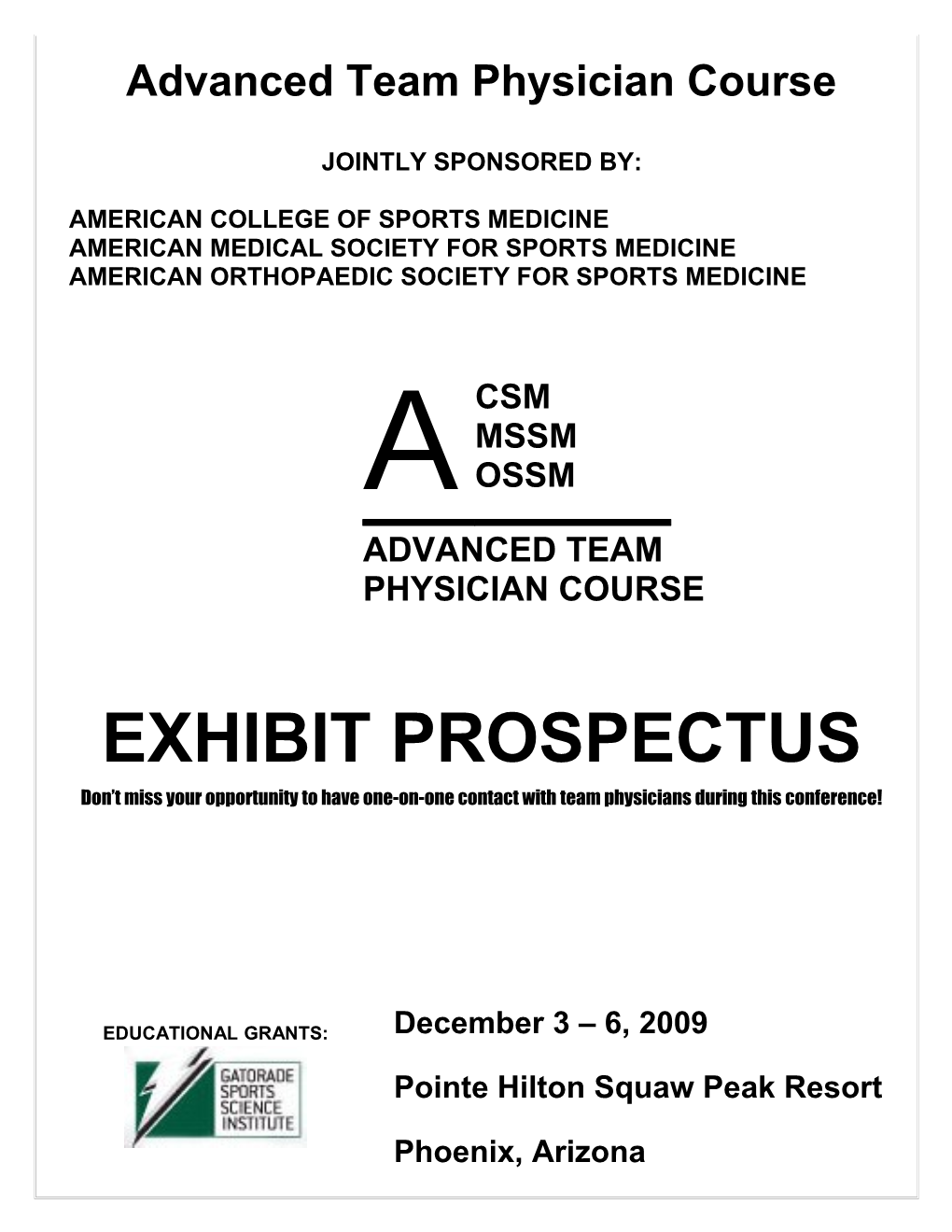 Advanced Team Physician Course