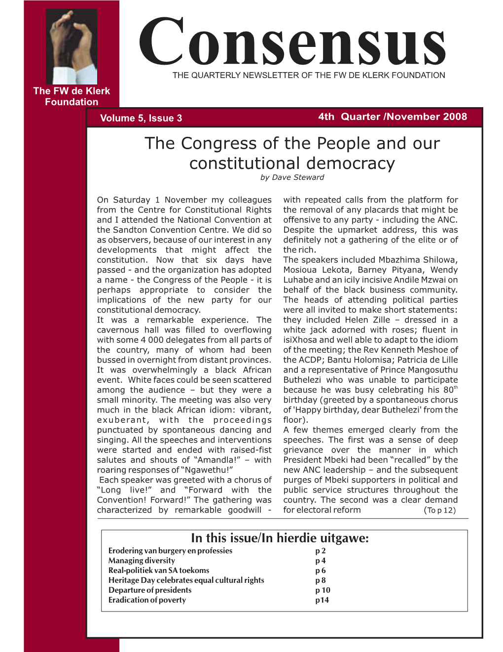The Congress of the People and Our Constitutional Democracy by Dave Steward