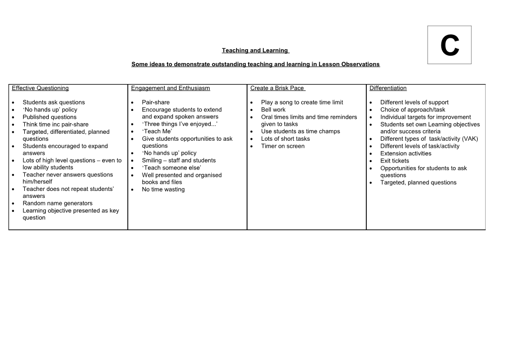 Teaching and Learning