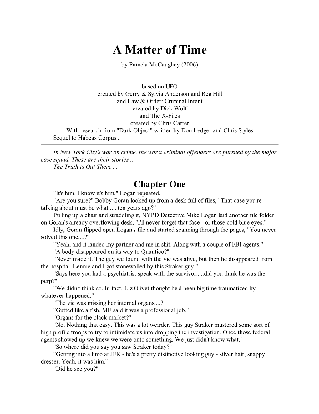 A Matter of Time by Pamela Mccaughey (2006)