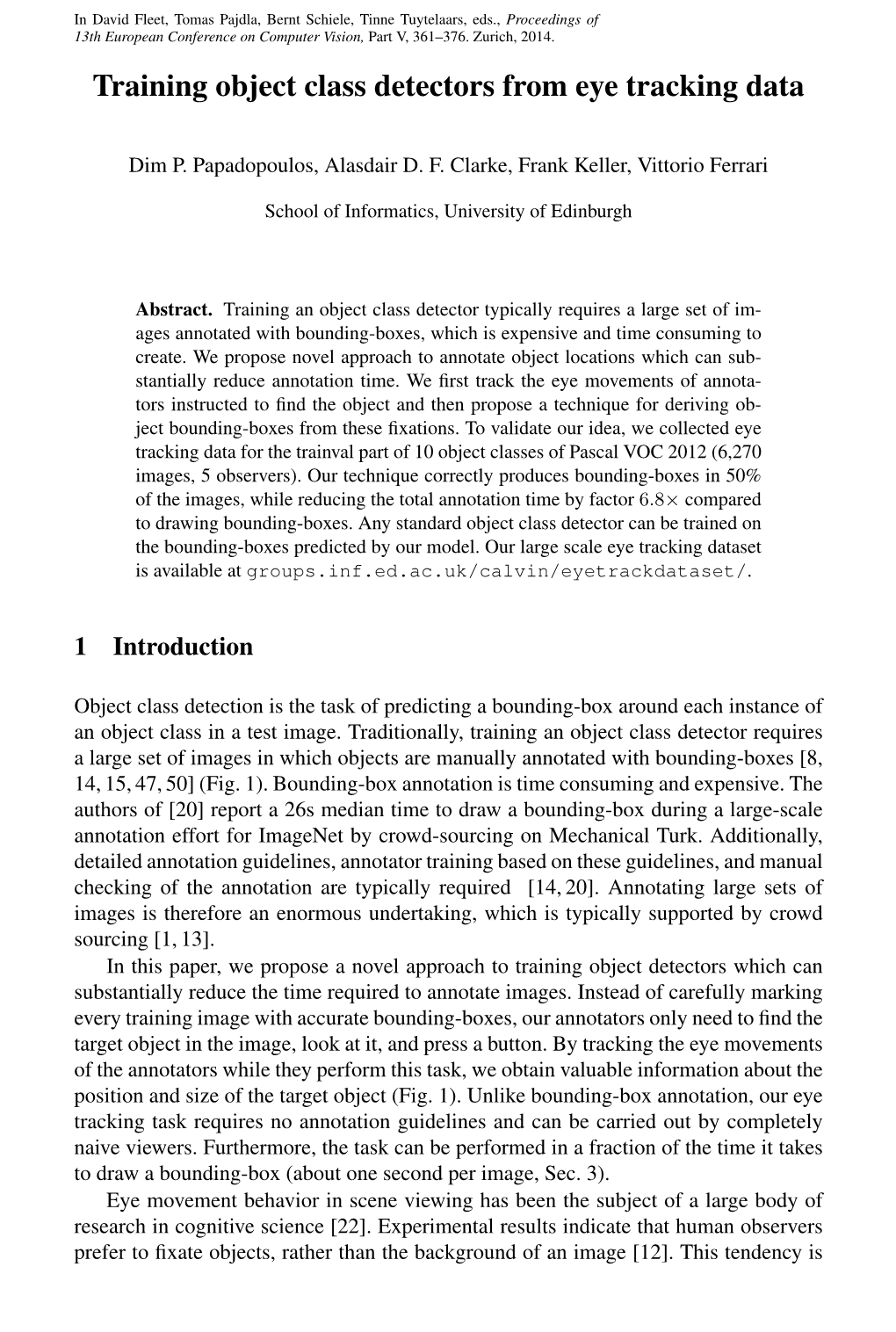 Training Object Class Detectors from Eye Tracking Data