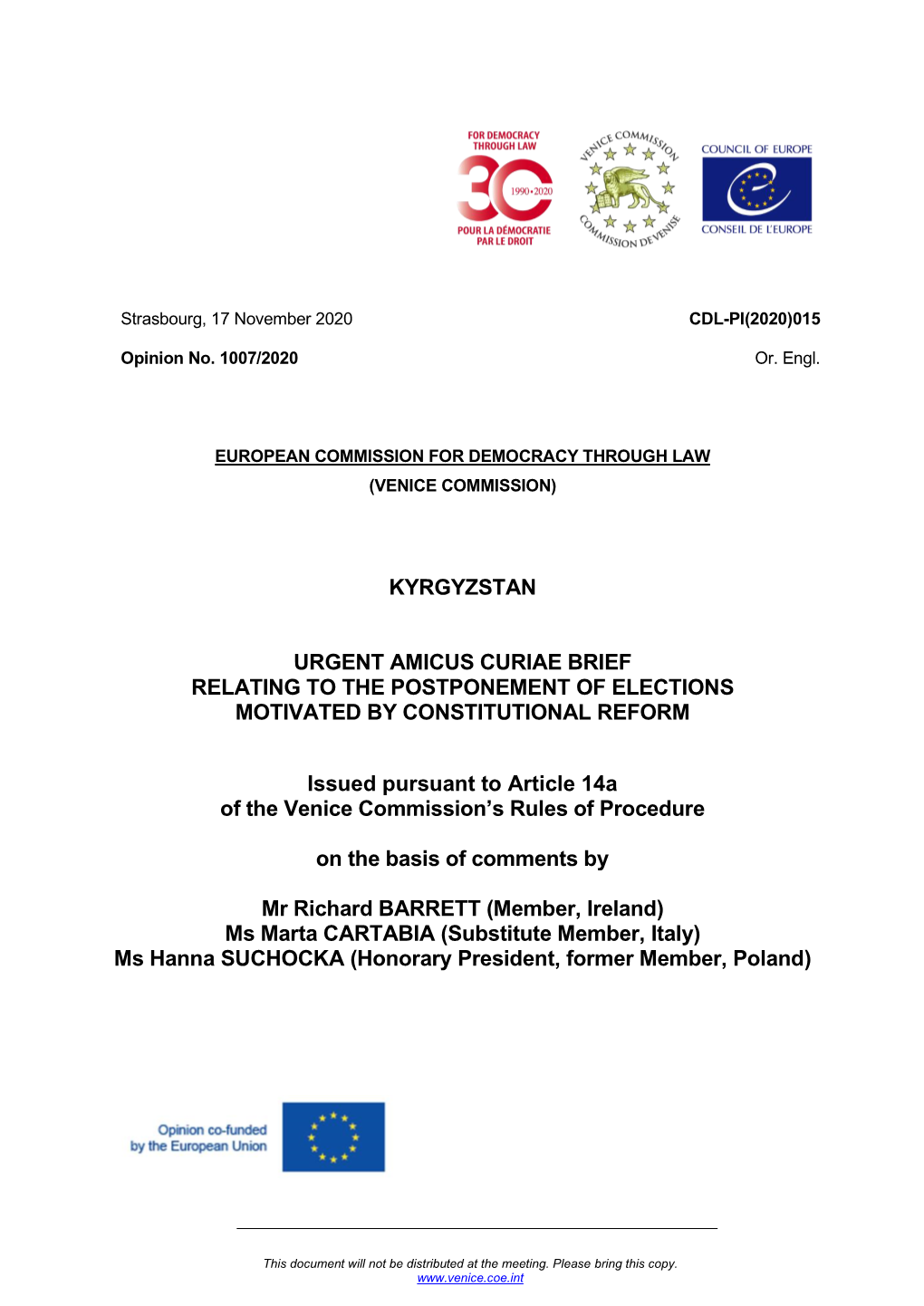 Kyrgyzstan Urgent Amicus Curiae Brief Relating to The