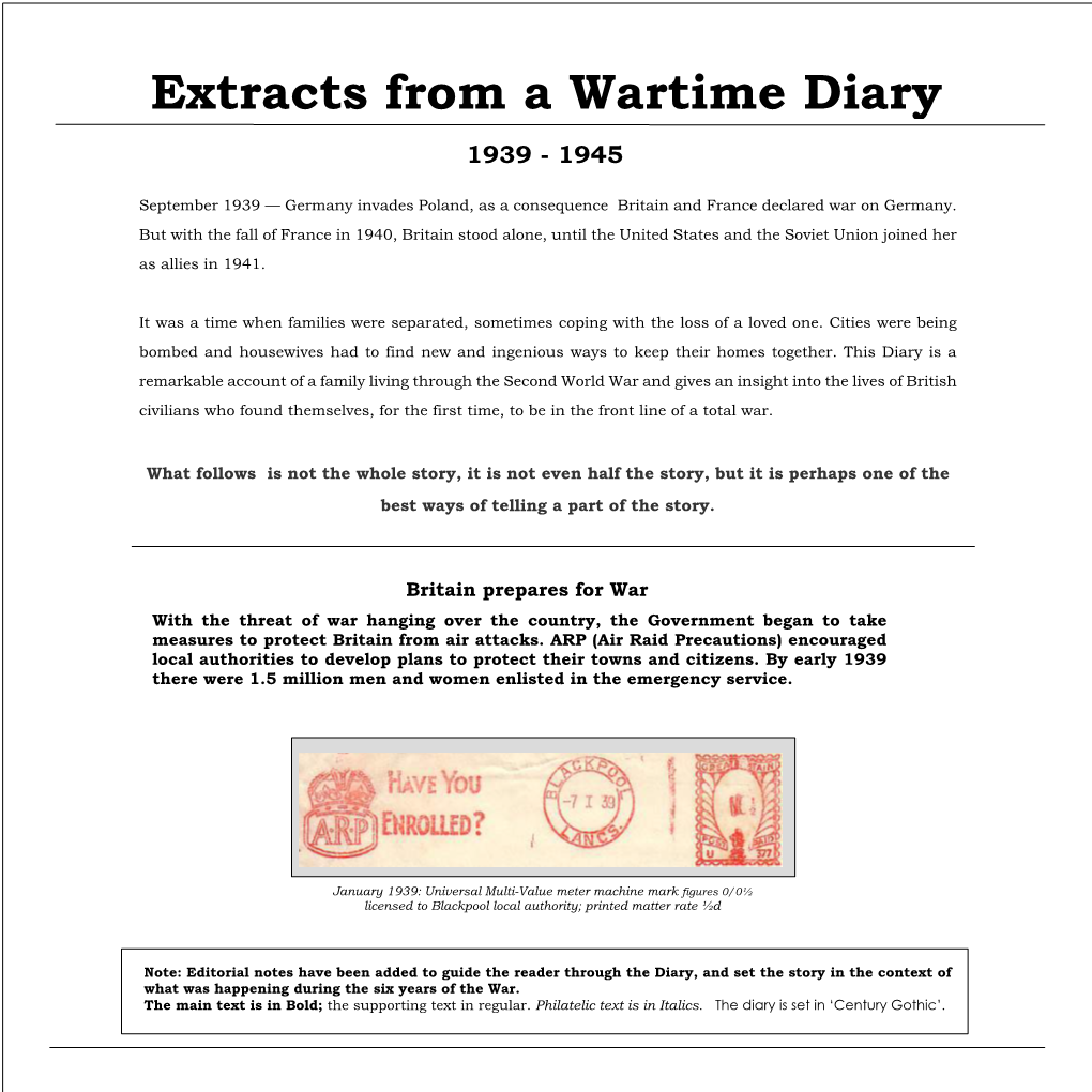 Wartime Diary Pages 1-12