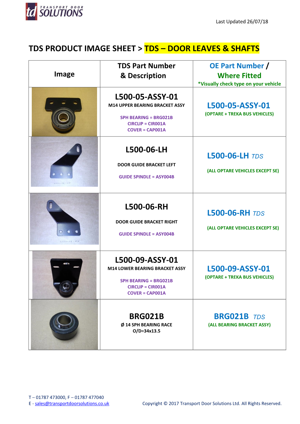 Tds Product Image Sheet > Tds – Door Leaves & Shafts