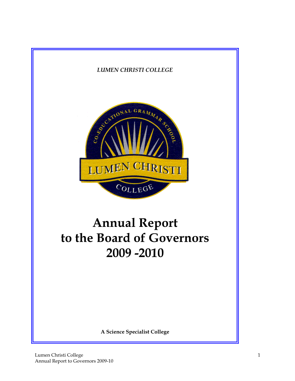 Board of Governors Report 2009-2010