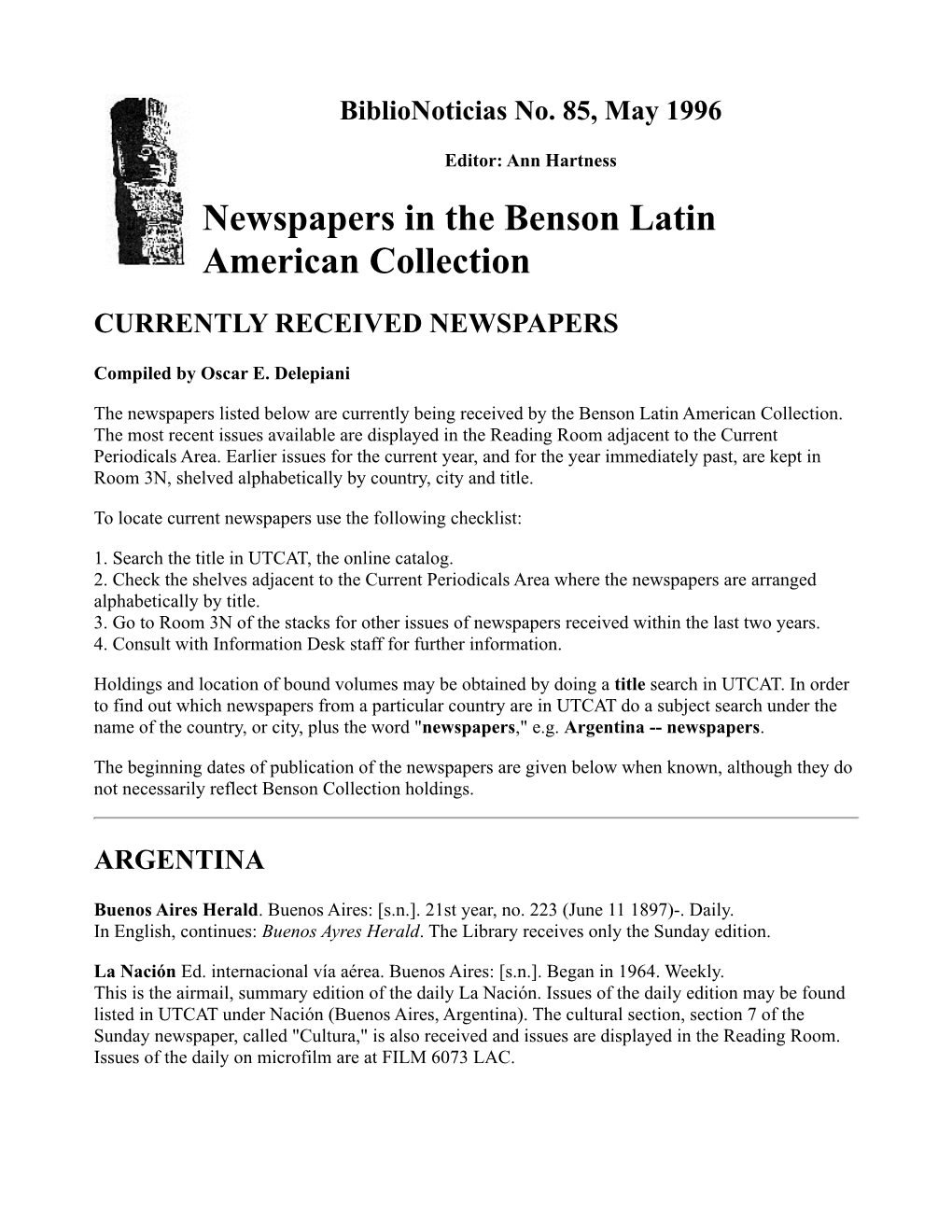 Newspapers in the Benson Latin American Collection