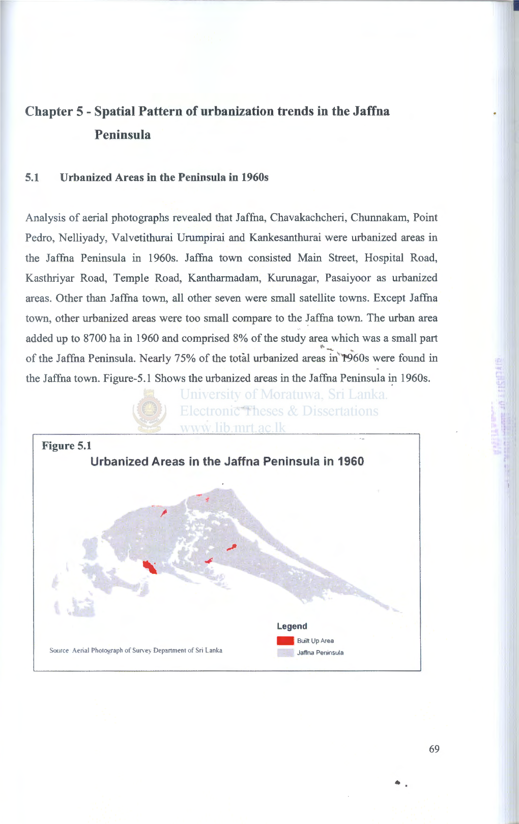 Spatial Pattern of Urbanization Trends in the Jaffna Peninsula