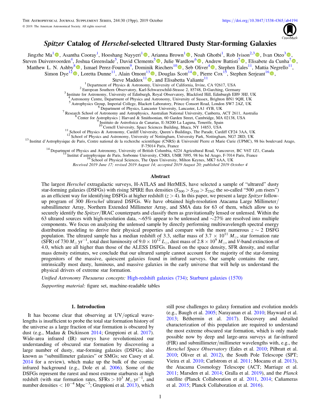 Spitzer Catalog of Herschel-Selected Ultrared Dusty Star-Forming Galaxies