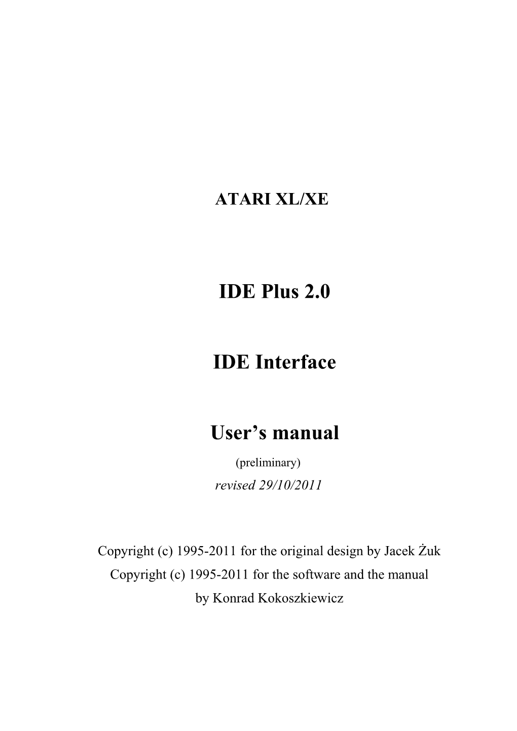 KMK/JŻ IDE User's Manual