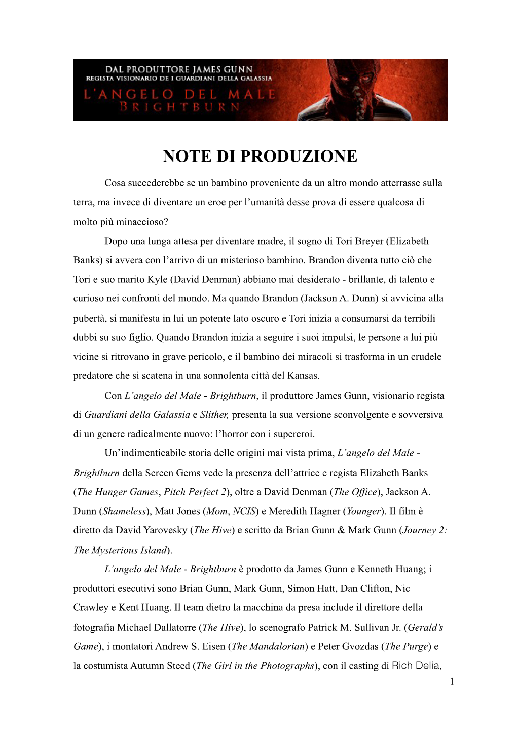 Note Di Produzione