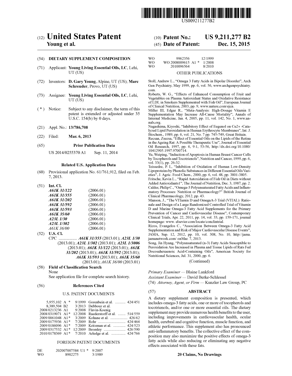 (12) United States Patent (10) Patent No.: US 9.211,277 B2 Young Et Al