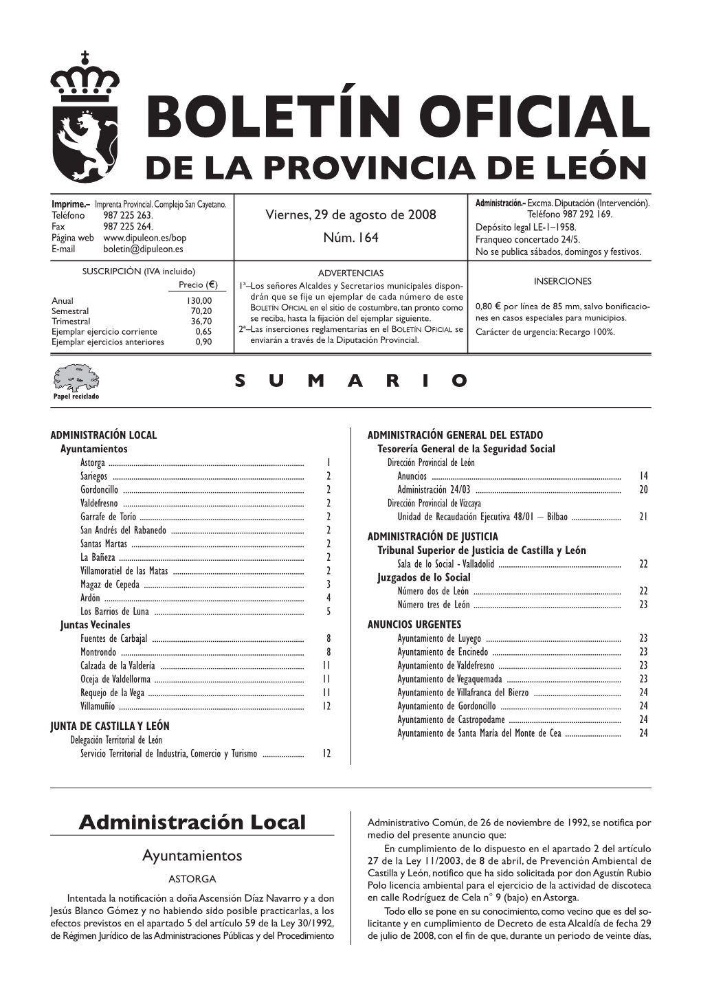 Boletín Oficial De La Provincia De León