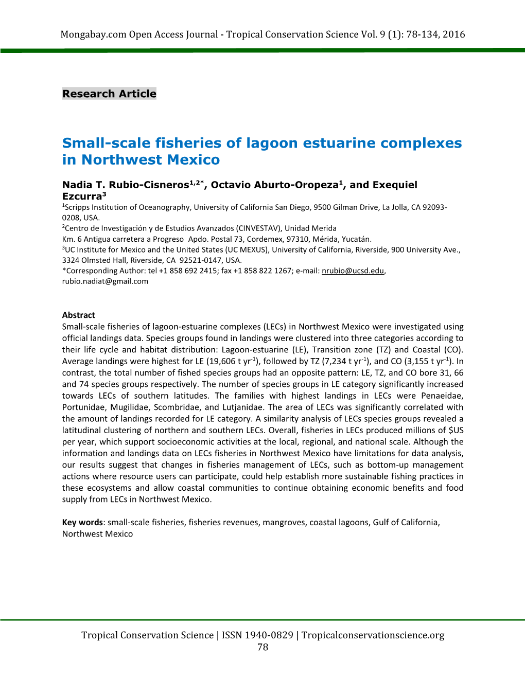 Small-Scale Fisheries of Lagoon Estuarine Complexes in Northwest Mexico