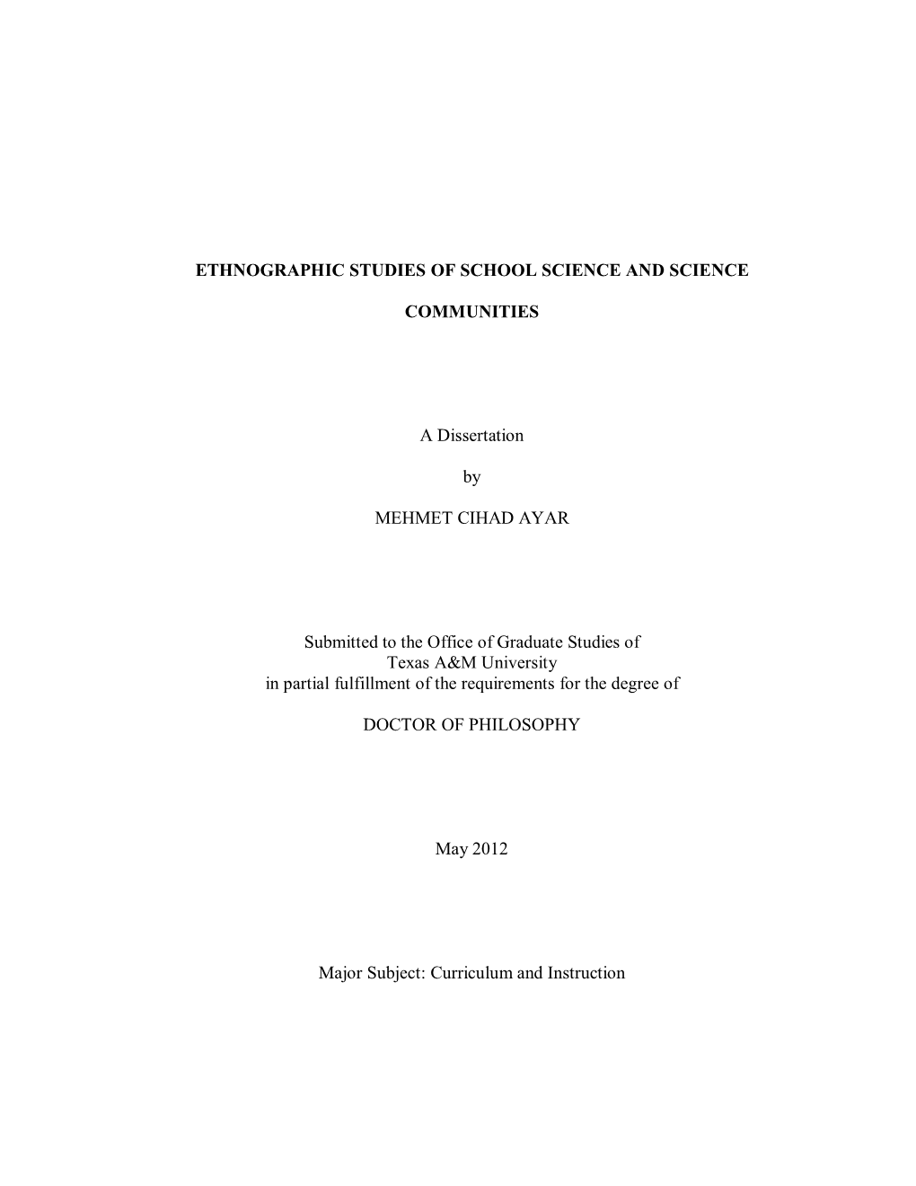 Ethnographic Studies of School Science and Science