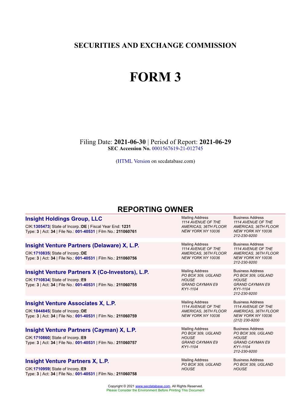 Insight Holdings Group, LLC Form 3 Filed 2021-06-30