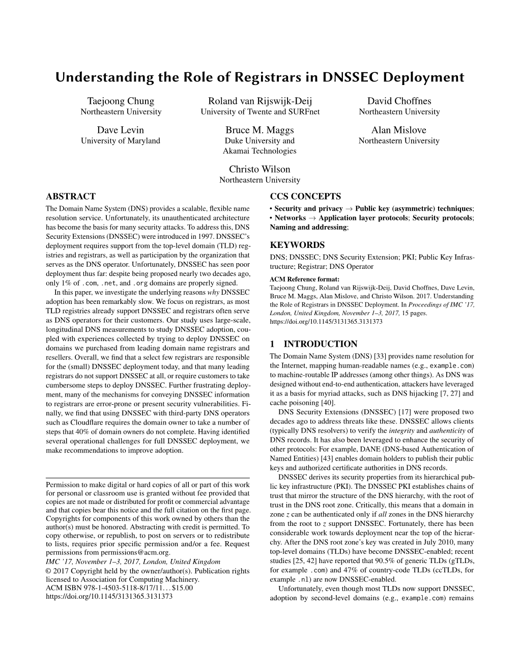 Understanding the Role of Registrars in DNSSEC Deployment