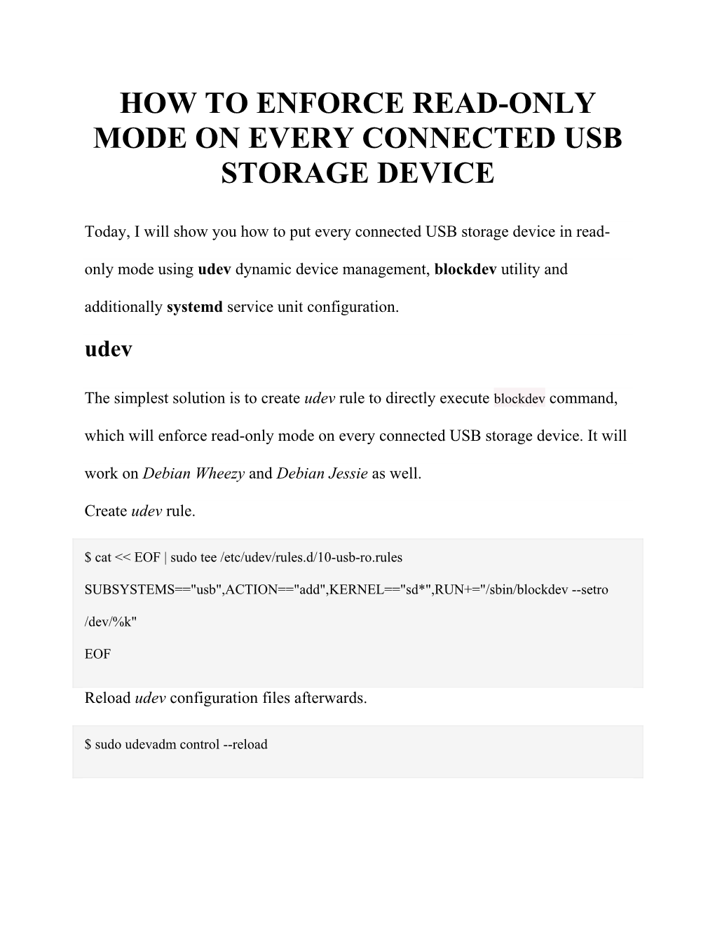 How to Enforce Read-Only Mode on Every Connected Usb Storage Device