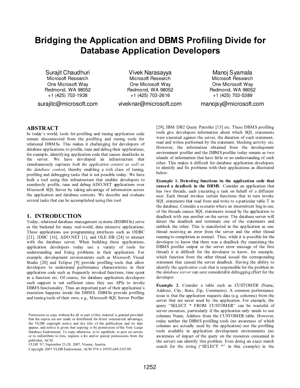 Bridging the Application and DBMS Profiling Divide for Database Application Developers