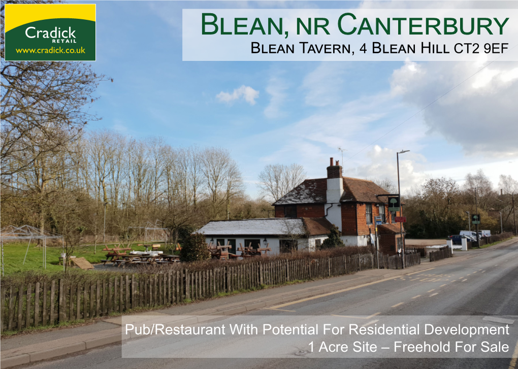 Blean, Nr Canterbury Blean Tavern, 4 Blean Hill CT2 9EF