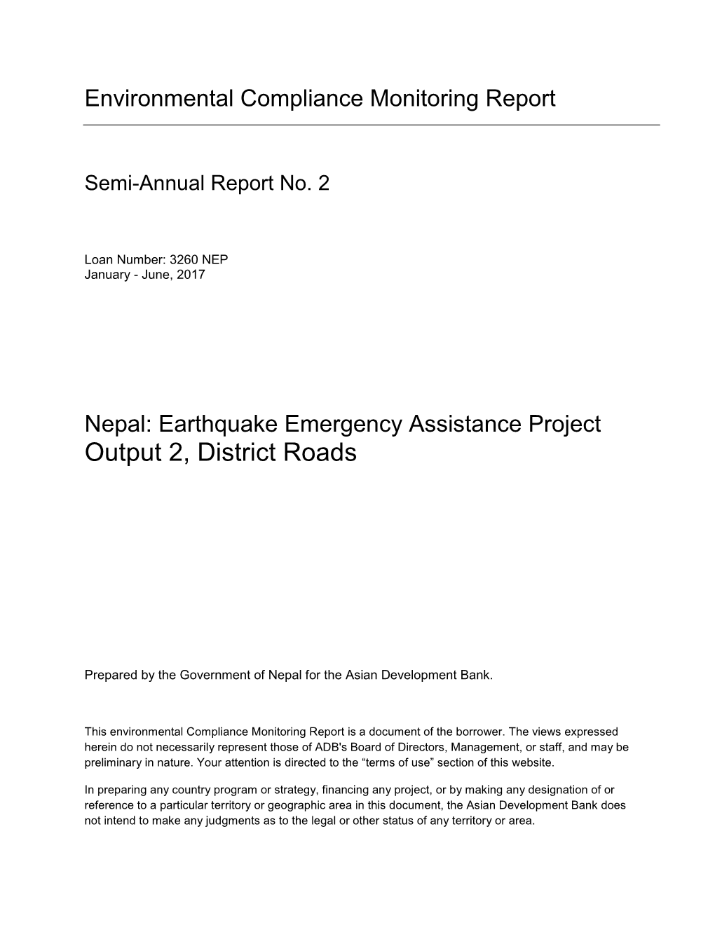 Environmental Compliance Monitoring Report