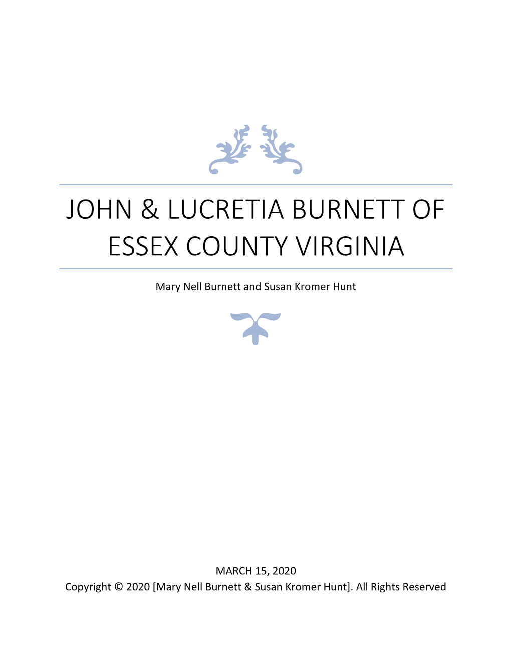 John & Lucretia Burnett of Essex County Virginia