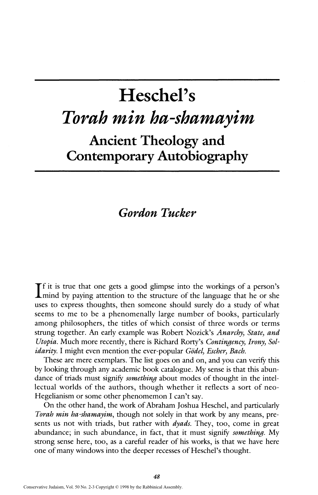 Heschel's Torah Min Ha-Shamayim