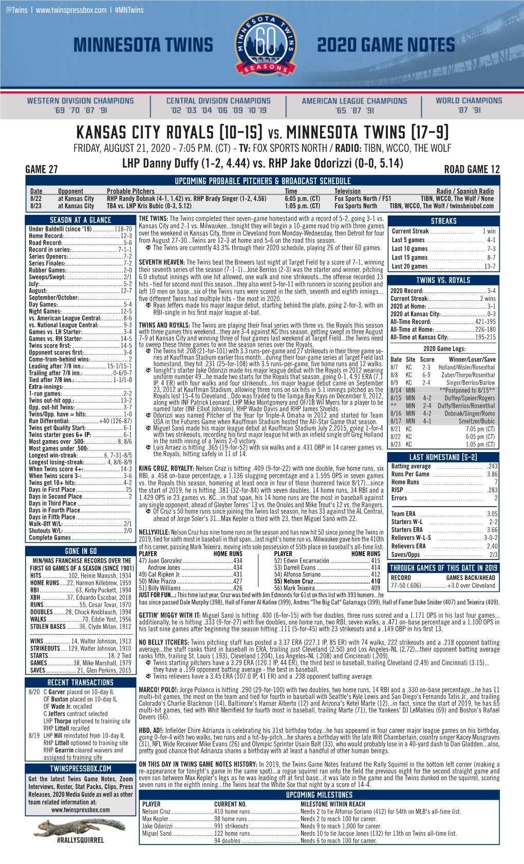 Twins Notes 8-21 at KC.Pdf