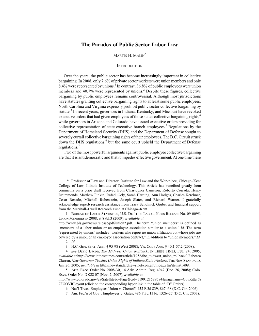 The Paradox of Public Sector Labor Law