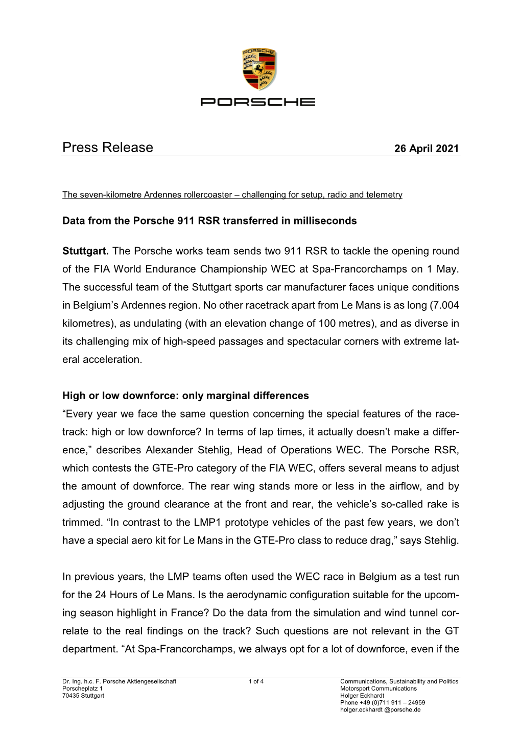 Press Release 26 April 2021