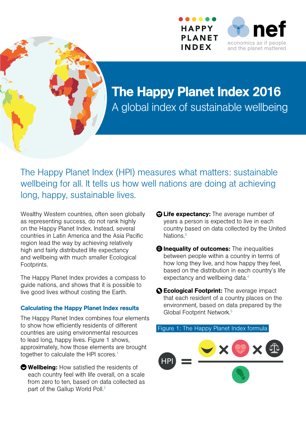 The Happy Planet Index 2016 a Global Index of Sustainable Wellbeing