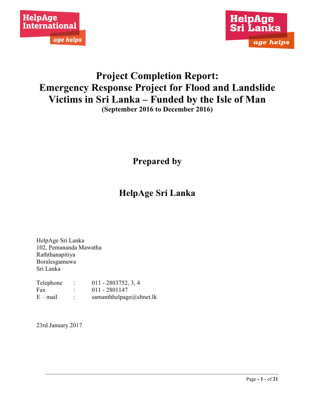 Helpage International EMR037.16 Report