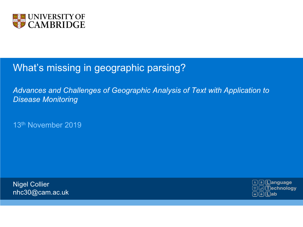 What's Missing in Geographic Parsing?