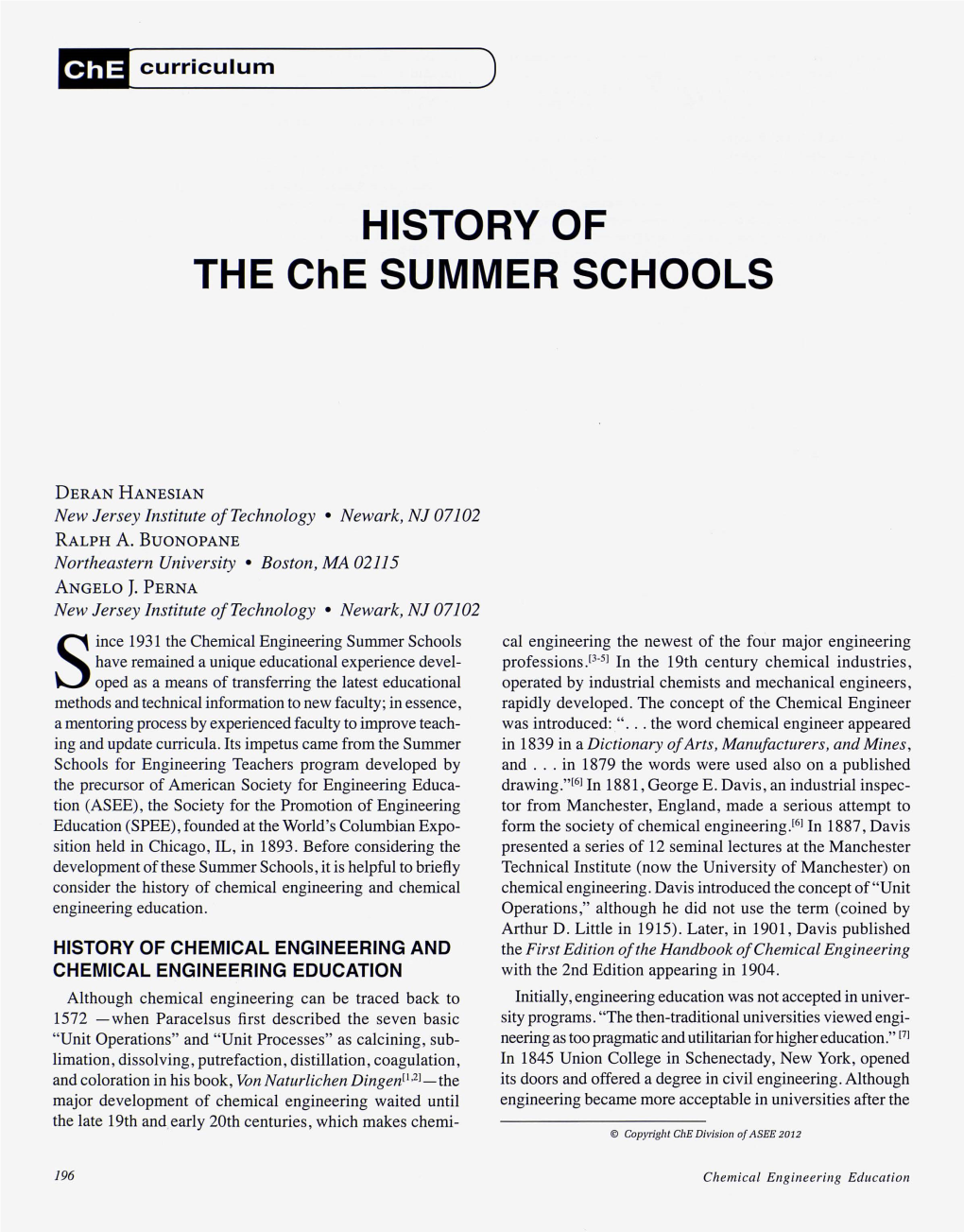 HISTORY of the Che SUMMER SCHOOLS