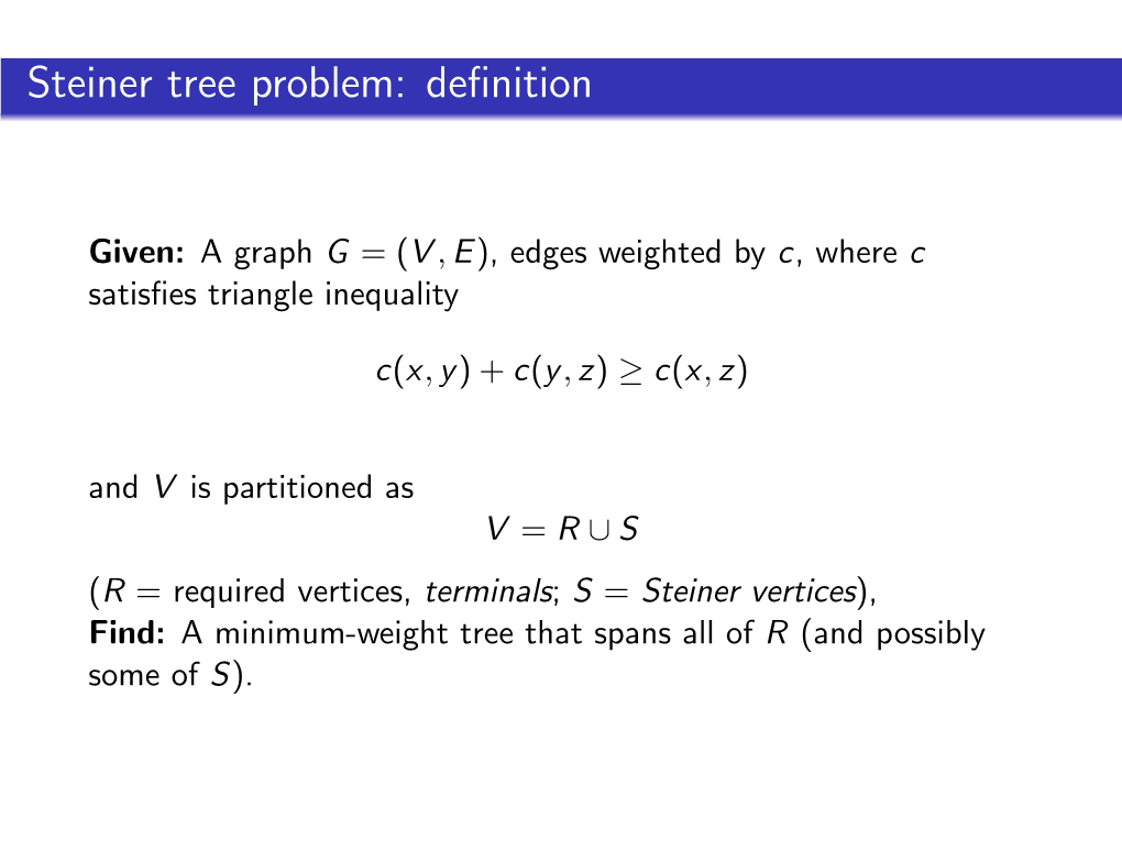 Steiner Tree Problem: Definition