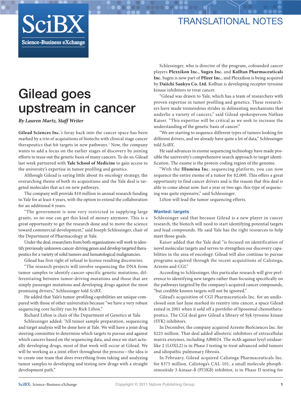 Gilead Goes Upstream in Cancer