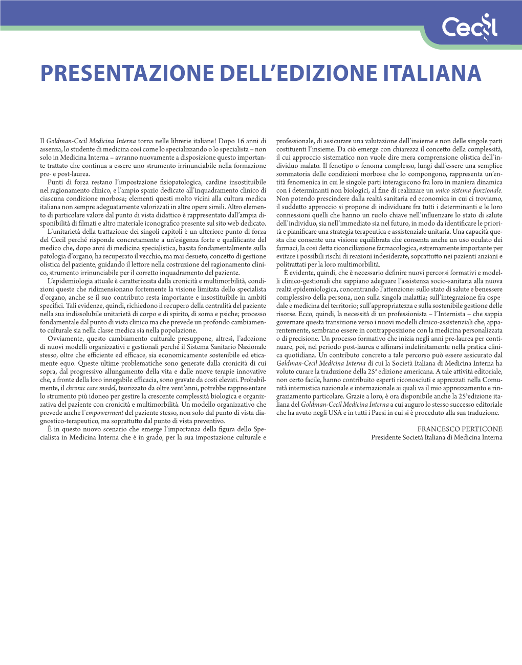 Presentazione Dell'edizione Italiana