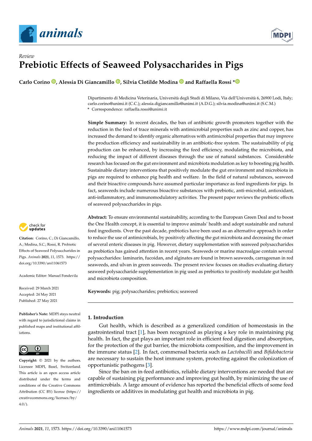 Prebiotic Effects of Seaweed Polysaccharides in Pigs