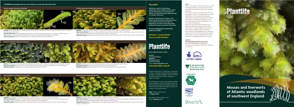 Mosses and Liverworts of Atlantic Woodlands of Southwest England