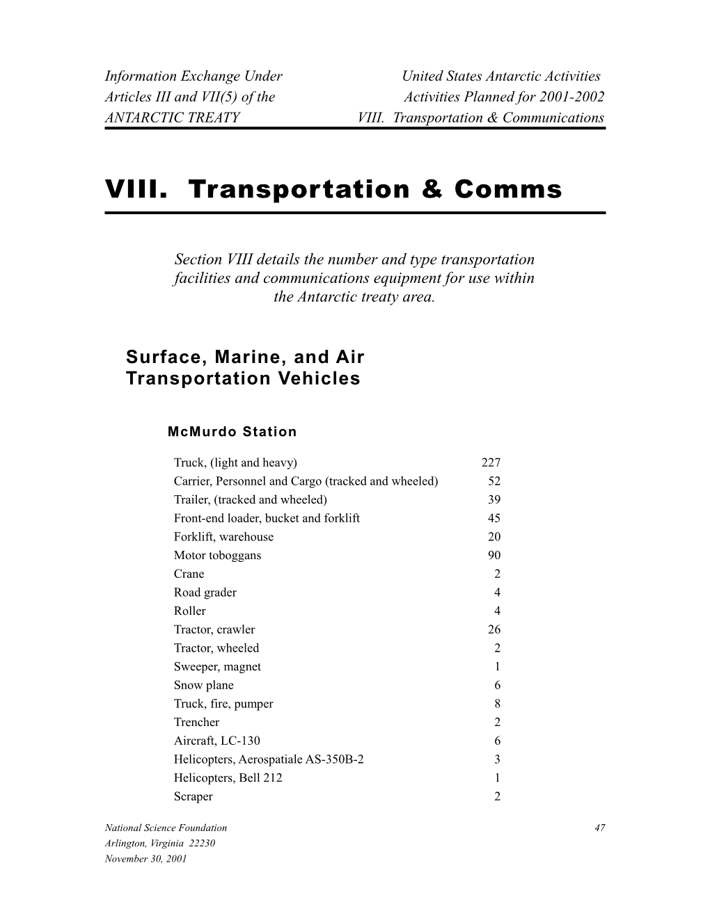 Information Exchange Under United States Antarctic Activities s1