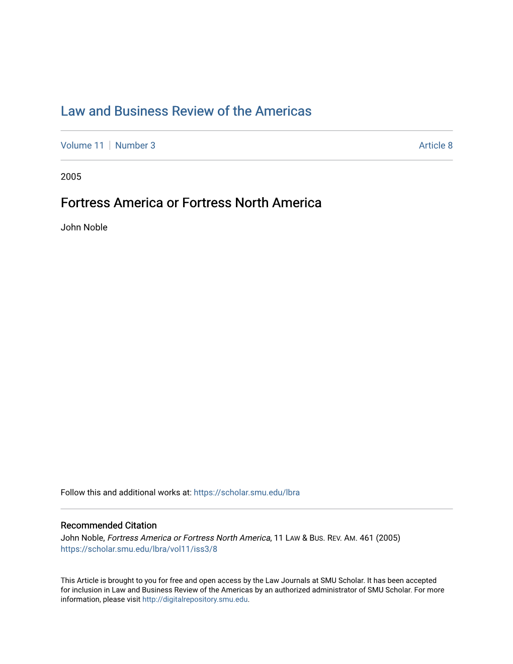 Fortress America Or Fortress North America