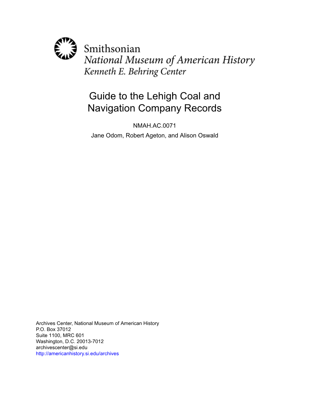 Guide to the Lehigh Coal and Navigation Company Records