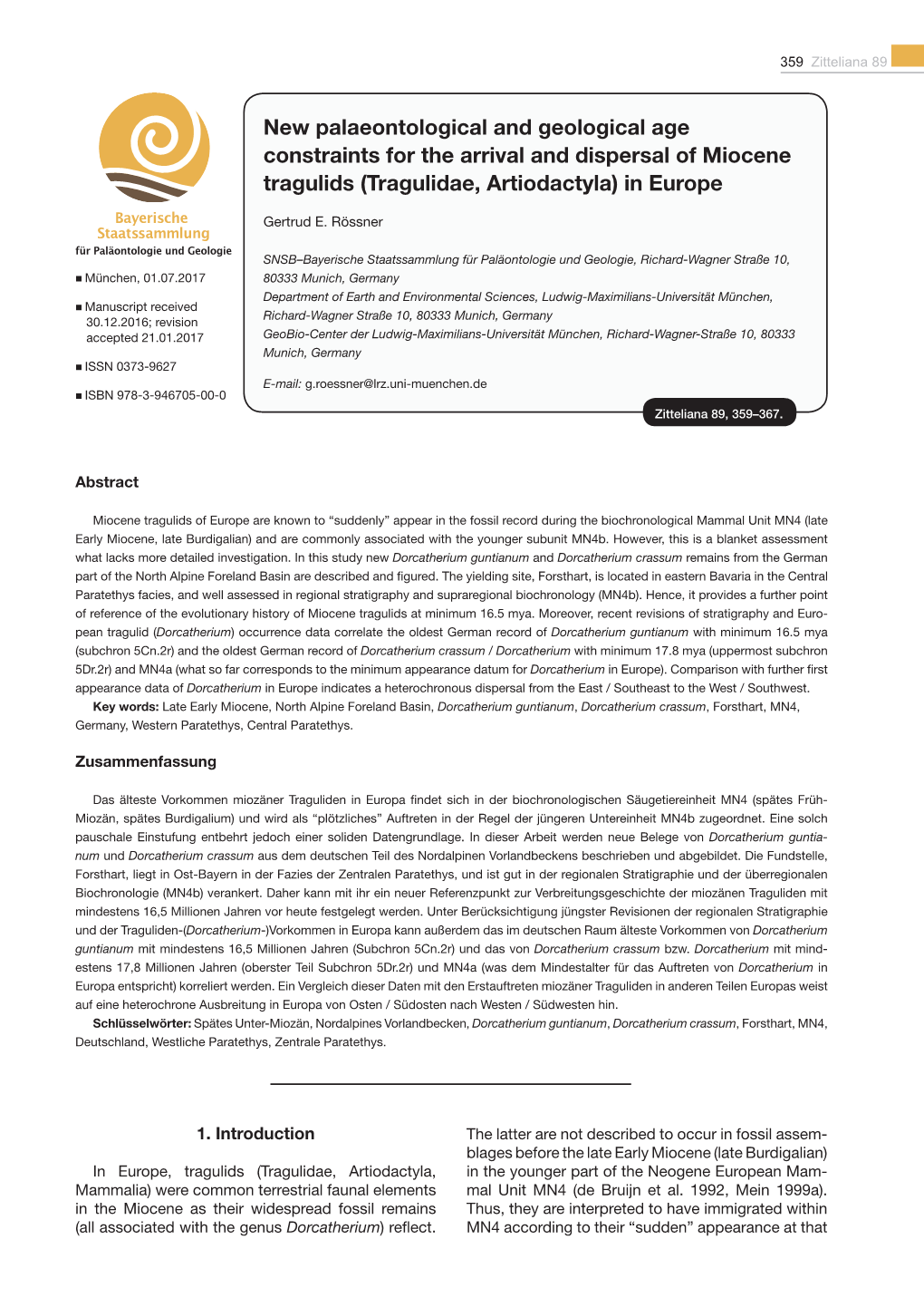 New Palaeontological and Geological Age Constraints for the Arrival And