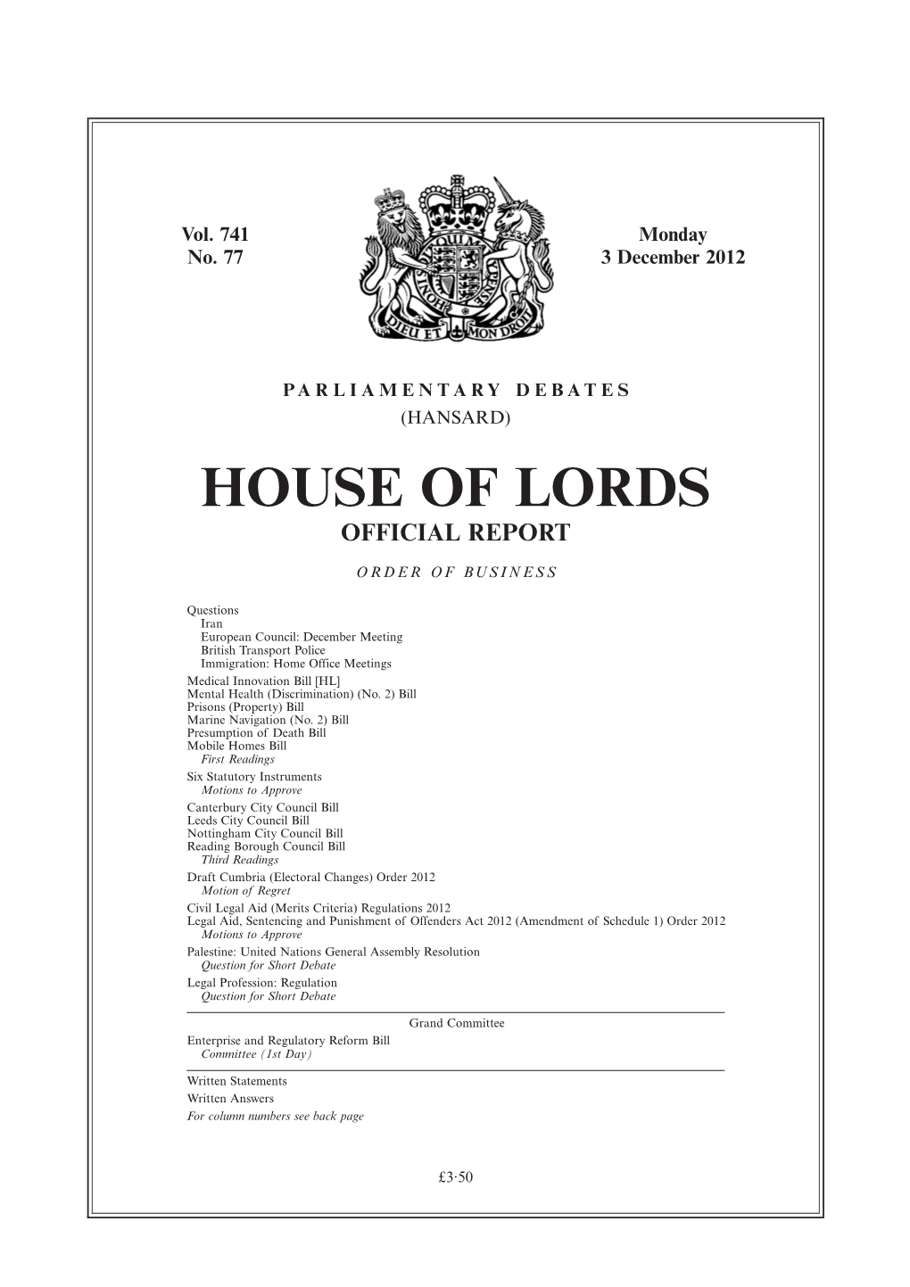 House of Lords Official Report