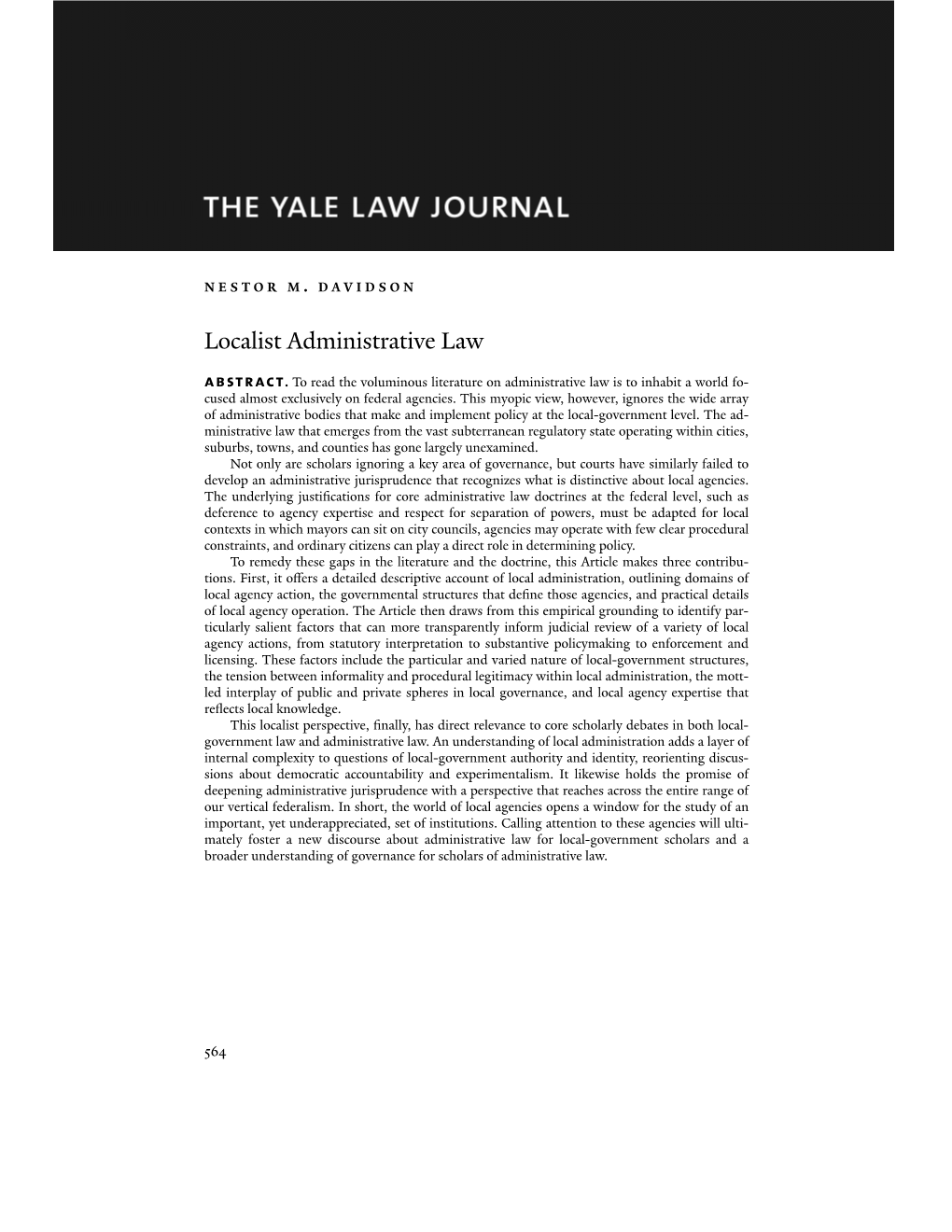 Localist Administrative Law Abstract