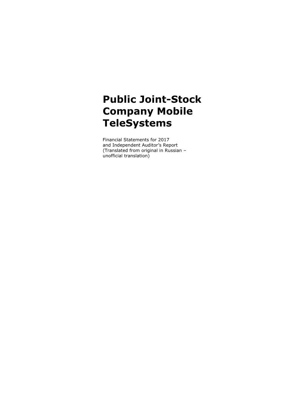 Public Joint-Stock Company Mobile Telesystems